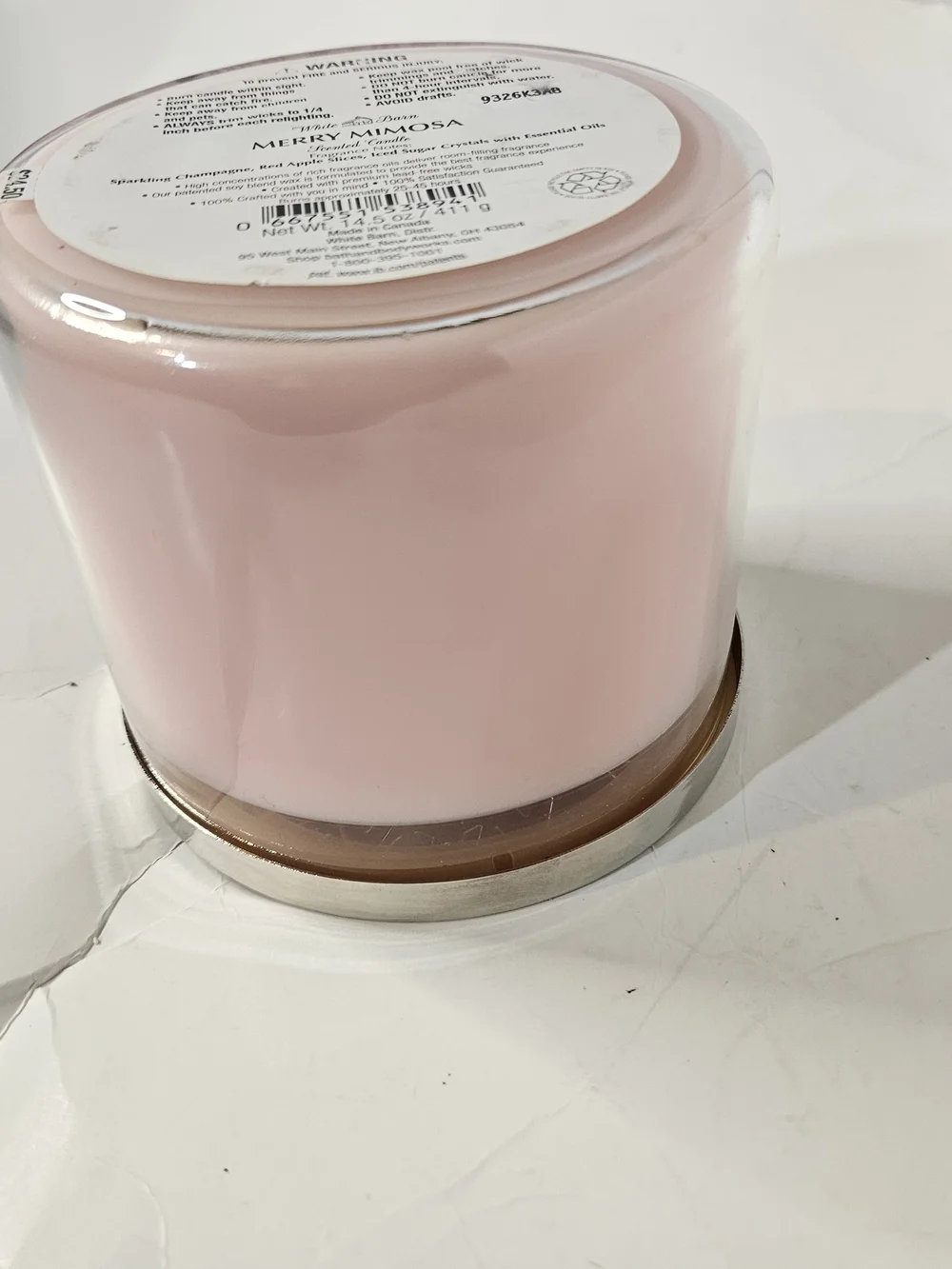 Bath & Body Works Merry Mimosa 3 Wick Scented Candle - Pink